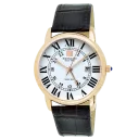 Rose Gold with Black Leather Band