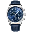 Silver Case with Blue Dial and Blue Leather Strap