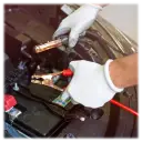 Includes 8-foot jumper cables with secure locking clamps