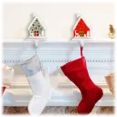 Winter Lane 2-Piece Handpainted 2-In-1 Removable House Stocking Holders (Red/Green)