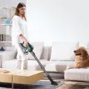 Slim profile helps reach under furniture and into tight spaces