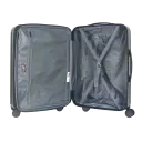Inside divider and buckle tie-belt straps keep items secure
