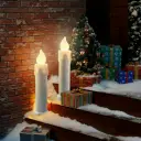 Flickering LED flame with wax drippings for a retro look