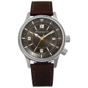 Silver Case w/ Grey Dial on Dark Brown Strap