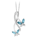 Blue Topaz Multi Flying Butterflies Necklace
