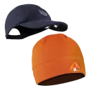 Navy Hat + Orange Beanie