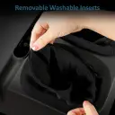 Removable, washable liners help keep the interior fresh and clean