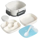 Removable insert and sauce cup keep flavors separated