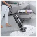 Simultaneously vacuums & mops at a rapid rate for efficient cleaning