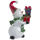 Valerie Parr Hill 12" Snowman Figure in Santa Hat Holding Gifts