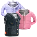 Dusty Rose Puffy Jacket / Lavender Puffy Jacket / Pewter Denim Vest