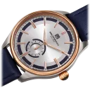 Two-Tone Silver and Rose Gold, Silver Dial w/ Blue Inlay, and Blue Strap