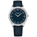 Silver Case with Blue Dial and Crystals