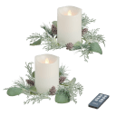 Mikasa 2-Piece 4-inch Blow Out Flameless with Candle Rings (Eucalyptus)