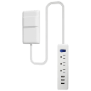 White/3-Outlet + 3-USB