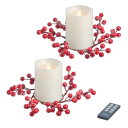 Mikasa 2-Piece 4-inch Blow Out Flameless with Candle Rings (Holly Berry)