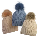 Blush-Blue-Camel - with Pom