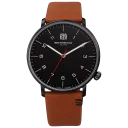 Black Case w/ Black Dial on Brown Strap