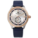 Two-Tone Silver and Rose Gold, Silver Dial w/ Blue Inlay, and Blue Strap