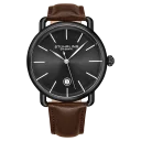 Black Case with Black Dial and Brown Strap