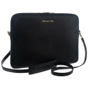 13" Zippered with Strap Black Saffiano