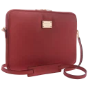 13" Zippered with Strap Red Saffiano