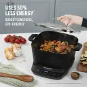 Saves time and energy over stove-top cooking