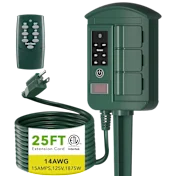 BN-Link Outdoor Power Strip with 25FT Extension Cord & Timer
