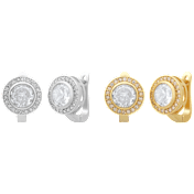 Steeltime Ladies 18K White Gold & Gold Plated Round Lever Back Earrings