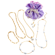 Savvy Cie Juego de Joyería de 7 Piezas Perlas de Concha