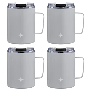 4-Pack: JoyJolt 12oz Coffee Mugs with Handle & Clear Flip Lids