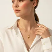Saffron Initial Textured Letter Pendant Necklace
