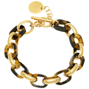 Steeltime 18K Gold Plated Stainless Steel Tortoise Shell Link Bracelet