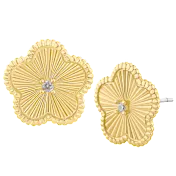 CZ by Kenneth Jay Lane Round CZ Five-Clover Button Stud Earrings