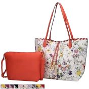 MKF Collection Danielle Reversible Shopper Tote Bag & Pouch Set by Mia K