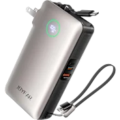 JOYFAR 10,000mAh Fast Charging Power Bank with Built-in Cables & Wall Plug