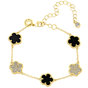 CZ by Kenneth Jay Lane 2 CTTW Pave & Stone Clover Station Bracelet