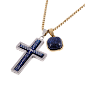 Iron Saints Stainless Steel Chain Necklace with Cross & Mother of Pearl Pendants