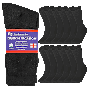 12-Pack: Nextex Apparel Cotton Non-Binding Diabetic Crew Socks
