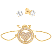 Steeltime Ladies Bracelet & Simulated Diamond Earrings