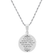 Steeltime Ladies Stainless Steel Ephesians 2:8-9 Verse Pendant