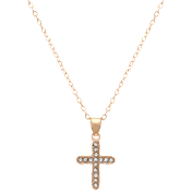 Saffron Elegant Cross Necklace with CZ Stud Accents