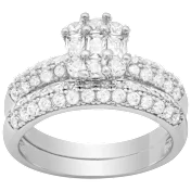 Steeltime Ladies 18K Gold Plated Brass Simulated Diamond Engagement & Band Ring