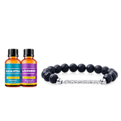 Seeboo Lava Stone Aromatherapy Diffuser Bracelet with Bar with 2 Essential Oils