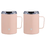 2-Pack: JoyJolt 12oz Coffee Mugs with Handle & Clear Flip Lids