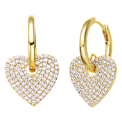 Genevive Aretes Colgantes de Aro Infinito con Corazón y Diamantes