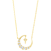 Savvy Cie Cubic Zirconia Moon & Star Necklace