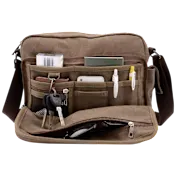 XIX Multi-Pocket Canvas Crossbody Shoulder Bag