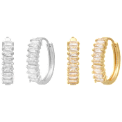 Steeltime Ladies 18K Two-Tone Simulated Diamond Huggie Earring Set