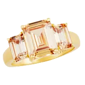 Savvy Cie Emerald Cut Champagne Cubic Zirconia 3-Stone Ring